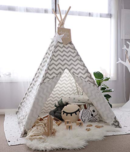 Teepee Tent for Kids with Padded Mat- Play Tent for Boy Girl Indoor & Outdoor