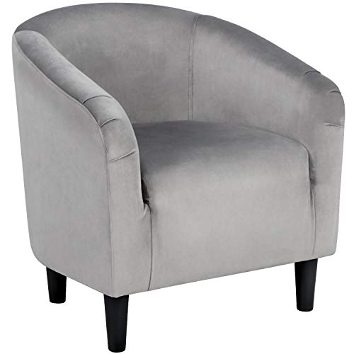 Yaheetech Living Room Chair, Velvet Accent Chair, Upholstered Barrel Chair,