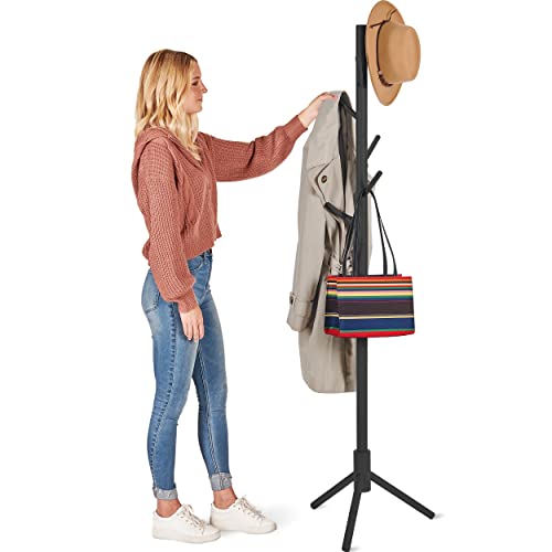 ZOBER Coat Rack Free Standing - Wooden Coat Tree W/