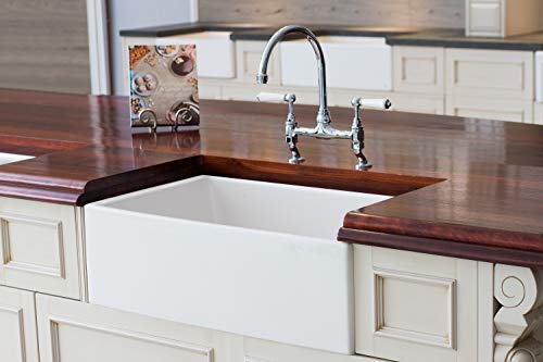 Mayfair SW1 30 Inch Kitchen Farmhouse Sink - Fireclay. White.