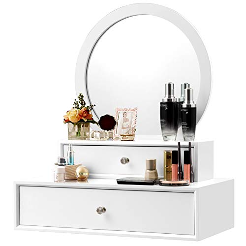 CHARMAID 2-in-1 Vanity Mirror with 2 Removable Drawers, Vanity Mirror