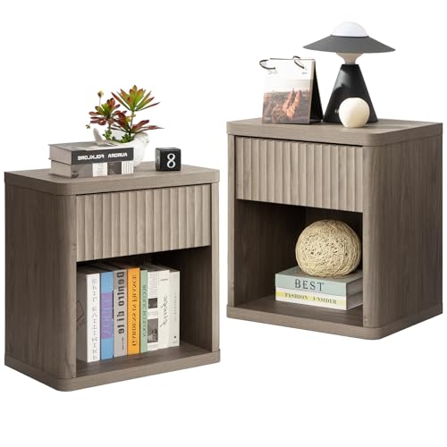 SICOTAS Night Stand Set of 2 Nightstands with Drawer Storage