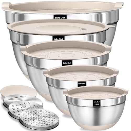 Umite Chef Mixing Bowls with Airtight Lids Set, 8PCS Stainless