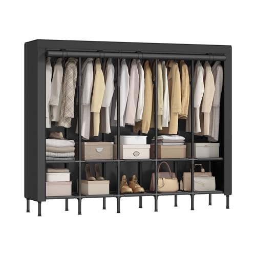 SONGMICS Wardrobe Closet, Heavy Duty Portable Closet, Freestanding Clothing Rack,