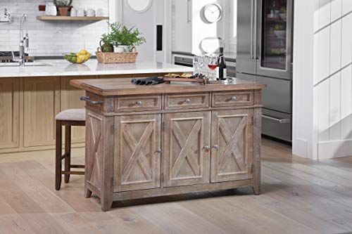 OSP Home Furnishings Cocina Kitchen Island with Drop Leaf, Brown