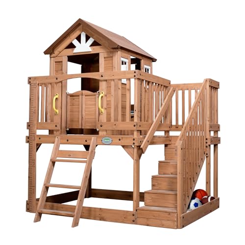 Backyard Discovery Scenic Heights All Cedar Wooden Playhouse, Upper Deck