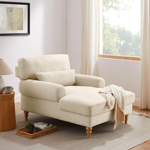 Condemo Modern Chaise Lounge Chair, Upholstered Indoor Leisure Sofa Recliner,