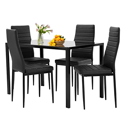 FDW Dining Table Set Glass Dining Room Table Set for