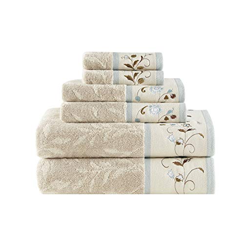 Madison Park Serene 100% Cotton Bath Towel Set Luxurious Floral