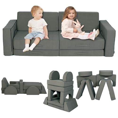 VINYUSE Kids Couch 10PCS, Modular Kids Sofa for Playroom Bedroom