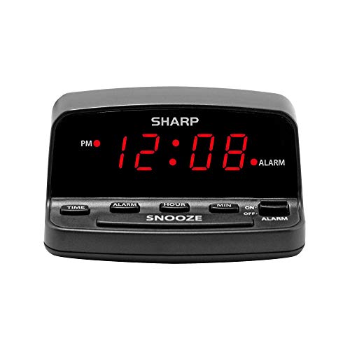 SHARP Digital Alarm Clock with Keyboard Style Controls, Battery Back-up,