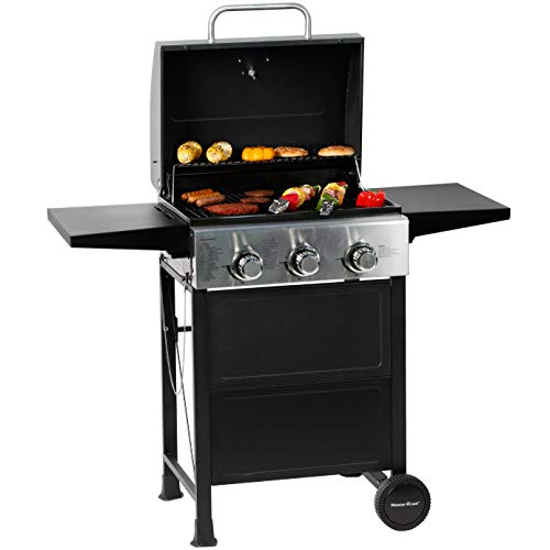 MASTER COOK 3 Burner BBQ Propane Gas Grill, Stainless Steel