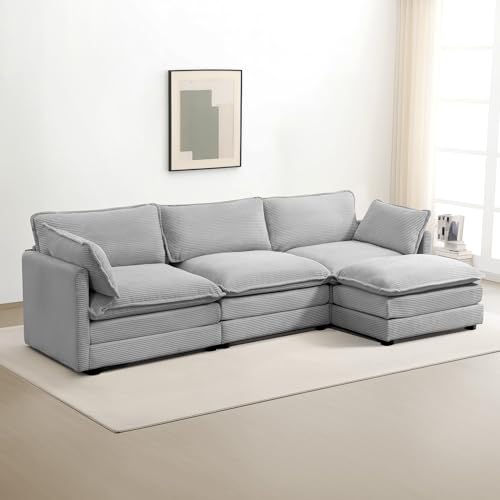 ROWHY Oversized Modular Sectional Sofa with Movable Ottoman, 112 Inch