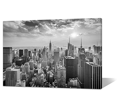 Office Wall Decor NYC Skyline Black and White Canvas Wall