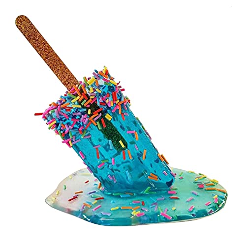 FlekmanArt Melting Popsicle Sculpture, Creative Melting Ice Cream Resin Ornaments,