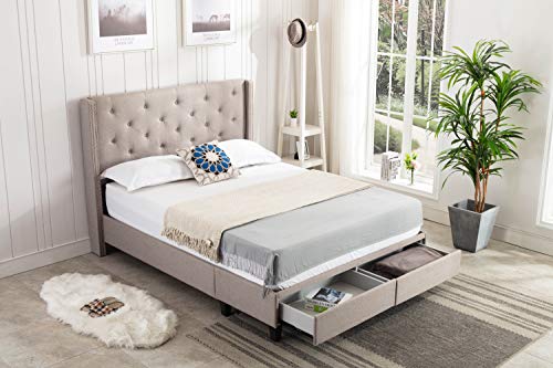 Home Life Platform Bed with Drawers, Grey