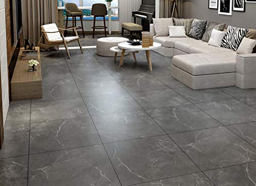 Fabulous Décor - Floor Tiles, Durable Vinyl Decals, Charcoal Gray Granite Marble Design, DIY Peel and Stick, Self-Adhesive for Kitchen, Bathroom, Water and Heat Resistant 11.8 x 11.8 (10 Tiles)