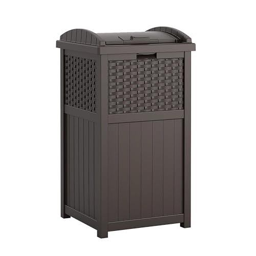 Suncast 33 Gallon Hideaway Can Resin Outdoor Trash with Lid