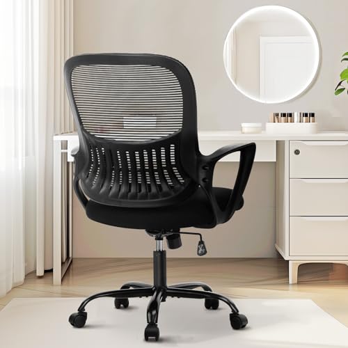 Sweetcrispy Office Computer Desk Managerial Executive Chair, Ergonomic Mid-Back Mesh