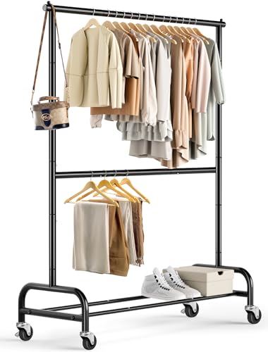 MISSLO Heavy Duty Clothing Racks for Hanging Clothes Rack Double