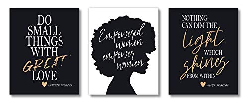 Brooke & Vine African American Black Woman Wall Decor Art Prints (UNFRAMED 8 x 10 Set of 3) Women Teen Girl Room Inspirational Posters - Home, Office, Bedroom, Dorm or Cubicle - Empowered Women