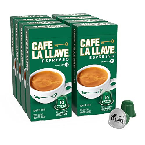 Cafe La Llave Espresso Capsules, 80-Count Aluminum Recyclable Pods, Intensity