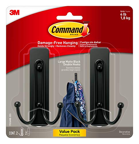 Command Large Wall Hooks with Adhesive Strips, No Tools, Damage