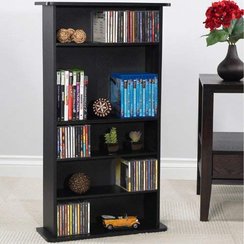 Atlantic Drawbridge Media Storage Cabinet - Store & Organize A Mix of Media 240Cds, 108DVDs Or 132 Blue-Ray/Video Games, Adjustable Shelves, PN37935726 in Black