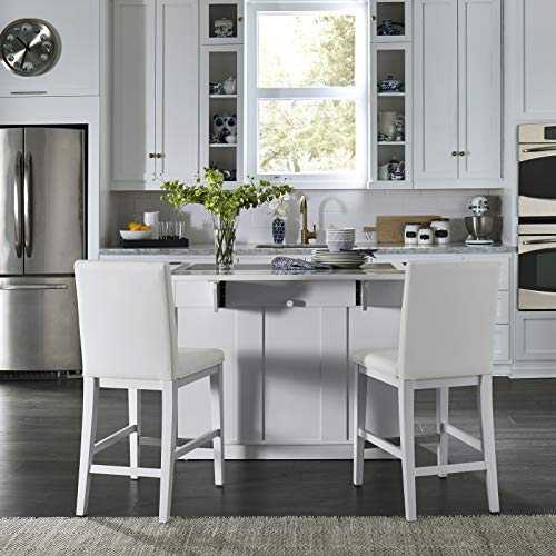 Linear White Kitchen Island and Stools by Home Styles