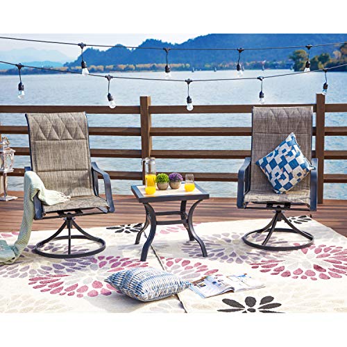 LOKATSE HOME 3 Piece Patio Rocking Set with 2 Outdoor Swivel Chairs and 21