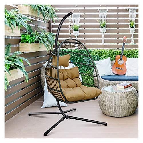 RKRLJX Hanging Egg Chair Outdoor Egg Chair Luckyberry Egg Chair Outdoor Indoor Wicker Tear Drop Hanging Chair with Stand