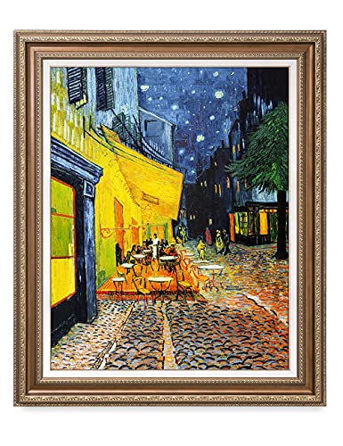 DECORARTS - Cafe Terrace at Night, Vincent Van Gogh Art Reproduction. Giclee Print& Framed Art for Wall Decor. 30x24, Framed Size: 35x29