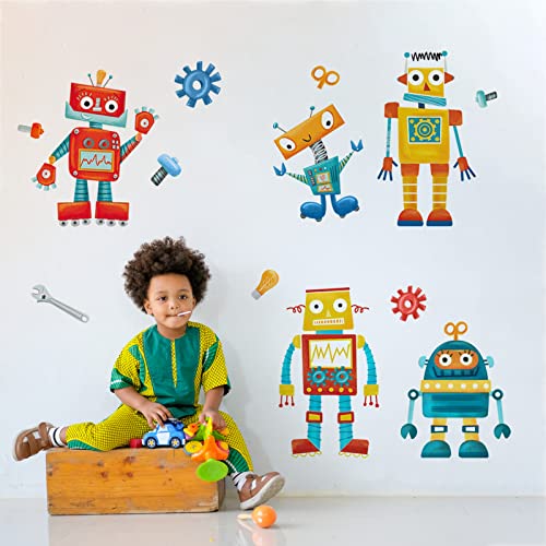 Yovkky Robots Educational Wall Decals Stickers, Bulb Gear Baby Boys