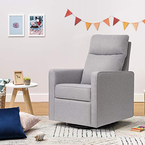 DaVinci Gabby Pillowback Swivel Glider in Misty Grey,