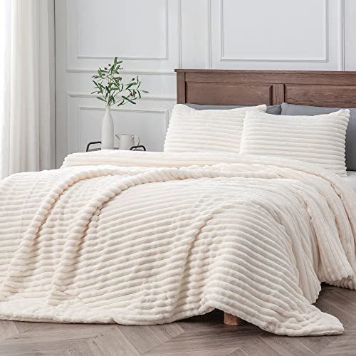 BEDELITE Fleece Queen Comforter Set -Super Soft & Warm Fluffy