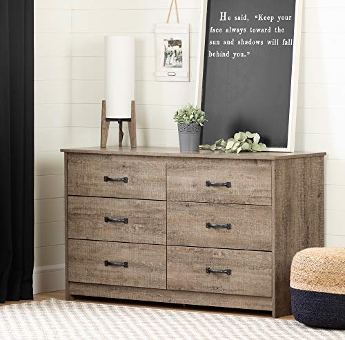 South Shore Tassio 6-Drawer Double Dresser Weathered Oak