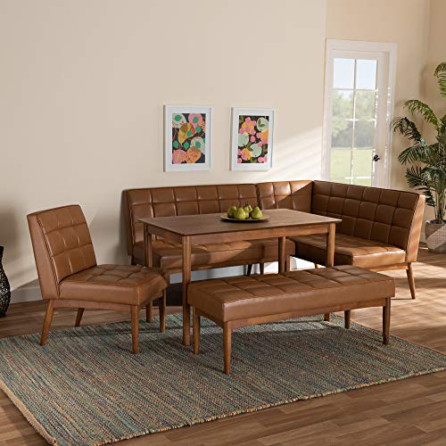 Baxton Studio 184-11346-11347-11348-9305-AMZ Dining Nook, Tan/Walnut Brown