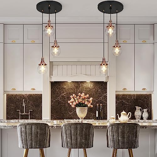 Beta Modern 3-Light Globe Glass Chandelier Gold Black Kitchen Island