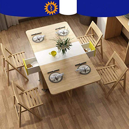 Shozafia Foldable Kitchen Table, Rolling Wood Folding Dining Table (Chairs Not Included) on Wheels for Small Spaces, Space-Saving Dining Set