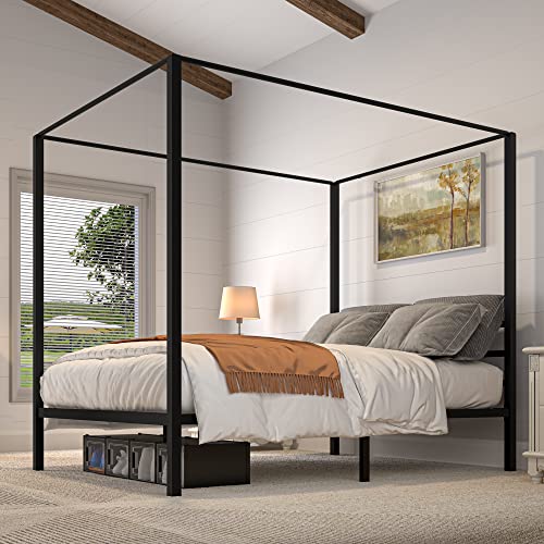 YITAHOME Canopy Bed Frame Metal Four Posters 14 Inch Platform