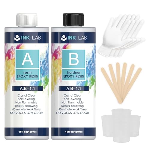 INK LAB Epoxy Resin Crystal Clear Kit 32 Oz Resin