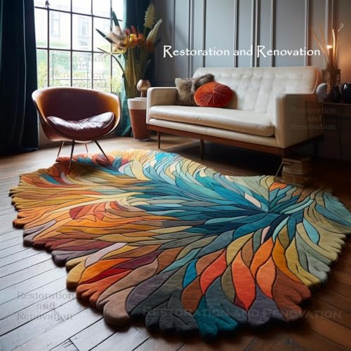 Restoration and Renovation Handmade Irregular Shape Wool Area Rug |