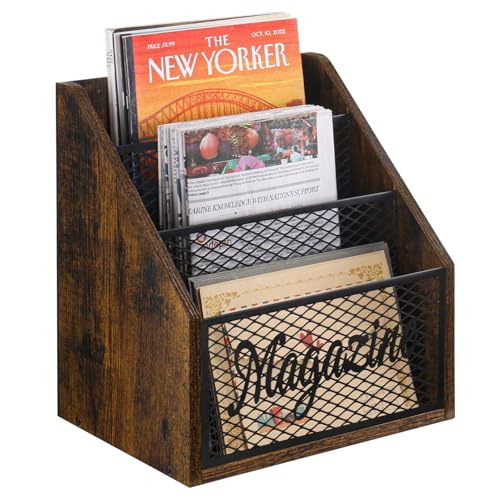 YINMIT Magazine Holder,Stepped 3 Tier Magazine Rack Floor,Magazine Storage Basket,File