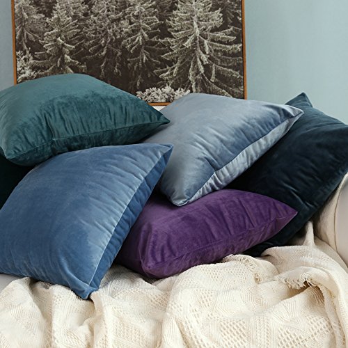 MIULEE Pack of 2, Velvet Soft Solid Decorative Square Throw Pillow Covers Set Cushion Cases Pillowcases for Sofa Bedroom Car 18 x 18 Inch 45 x 45 cm