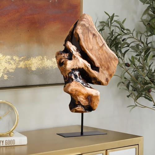 WELLAND Irregular Cedar Wood Root Sculpture Decoration, Natural Edge Tabletop