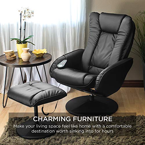  Faux Leather Electric Massage Recliner Chair for Office Comfort w/Stool Footrest Ottoman