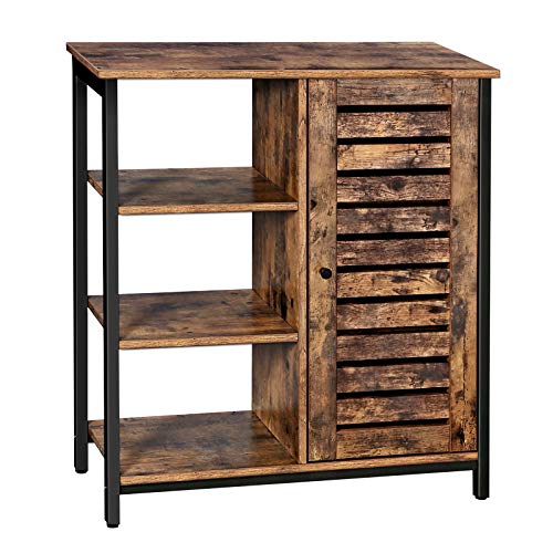 VASAGLE Lowell Storage Cabinet, Floor Standing Cabinet, Sideboard with 3 Shelves and Cupboard, Living Room, Bedroom, Hallway, Kitchen, Industrial Design, Rustic Brown ULSC74BX