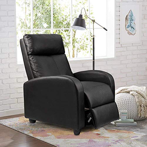 Homall Recliner Chair Padded Seat Pu Leather for Living Room Single Sofa Recliner Modern Recliner Seat Club Chair Home Theater Seating (Black)