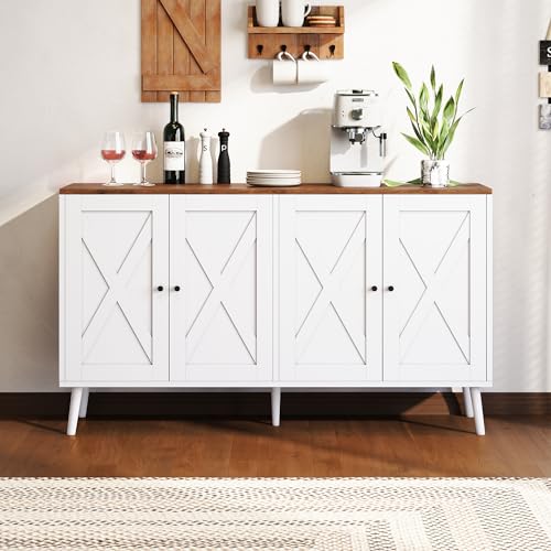 Sideboard Buffet Cabinet Farmhouse Cabinet with Storage with 4 Doors,