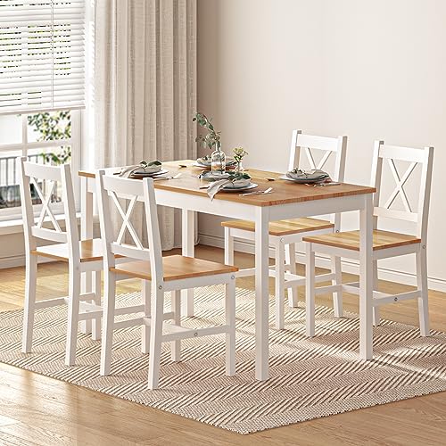 sogesfurniture 42.5" Kitchen Table and Chairs for 4, 5-Piece Wood